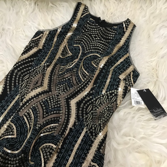 AIDAN MATTOX Metallic Sequined Clubwear Dress - Picture 5 of 9